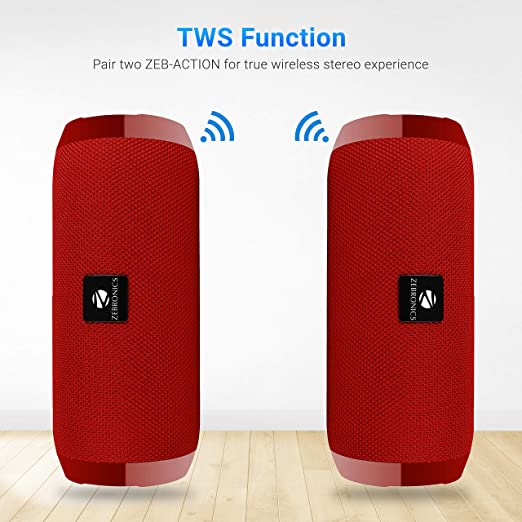 ZEBRONICS Zeb-Action Portable BT Speaker with TWS Function, USB,mSD, AUX, FM, Mic & Fabric Finish ZEBRONICS Zeb-Action Portable BT Speaker with TWS Function, USB,mSD, AUX, FM, Mic & Fabric Finish